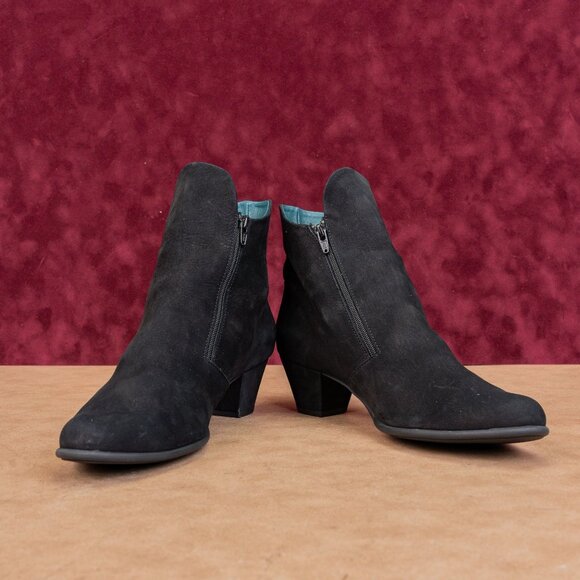 Arche Paris Women Black Garnet Nubuck Zip Heel Fashion Ankle Boots 9-9.5US EUR40 - Picture 2 of 8